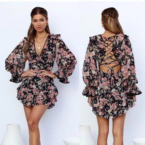NWT Hello Molly Black Floral Tell Me You Love Me dress Sz S